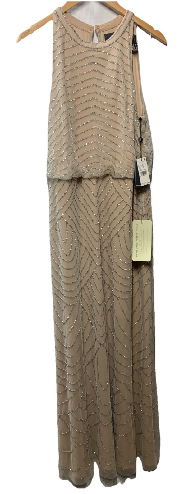 Adrianna Papell Womens Halter Art Deco Beaded Blouson Dress Special Occasion 14