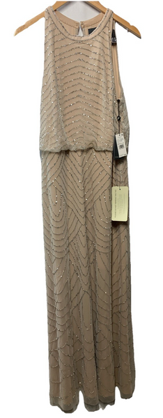 Adrianna Papell Womens Halter Art Deco Beaded Blouson Dress Special Occasion 14