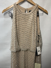 Adrianna Papell Womens Halter Art Deco Beaded Blouson Dress Special Occasion 14