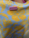 ROXY Tapestry Patchwork Wrap Tie Plunge One Piece Swimsuit Size Medium Swimwear