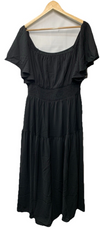 GRACE KARIN Women's Summer Dress Short Sleeve Square Neck Smocked Black Size XL
