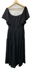 GRACE KARIN Women's Summer Dress Short Sleeve Square Neck Smocked Black Size XL