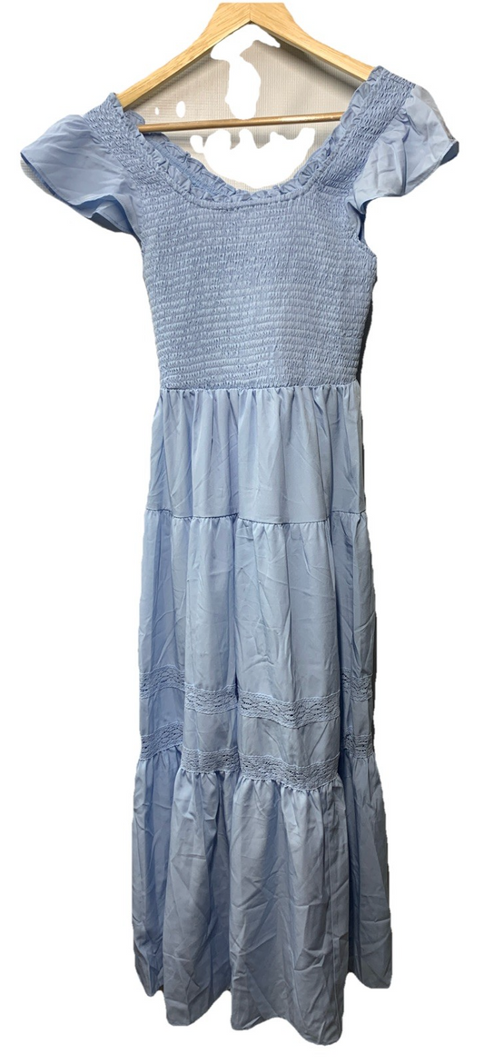 GRACE KARIN Womens Summer Dress Casual 2025 Flutter Sleeve Square Size S Blue