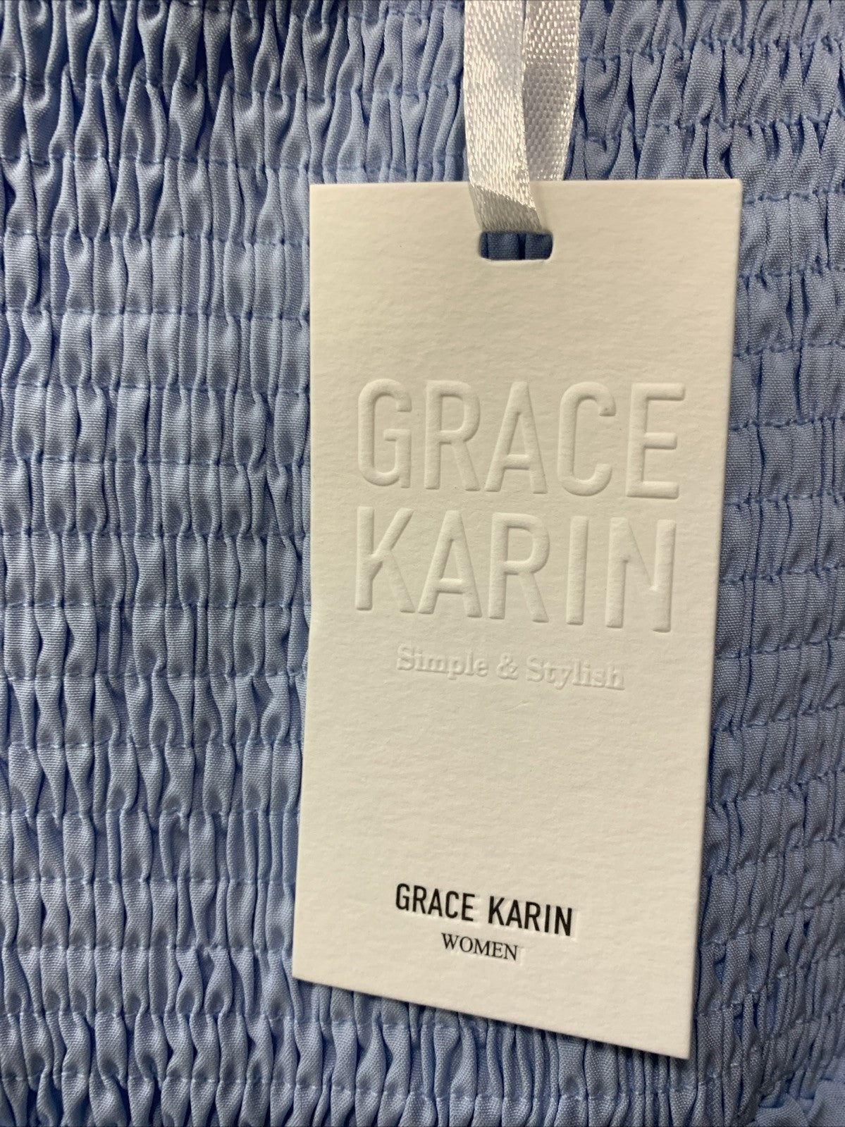GRACE KARIN Womens Summer Dress Casual 2025 Flutter Sleeve Square Size S Blue