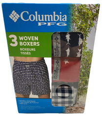 Columbia PFG Men's Woven Boxers Short Size XL Underwear with Side Slit - 3 Pack