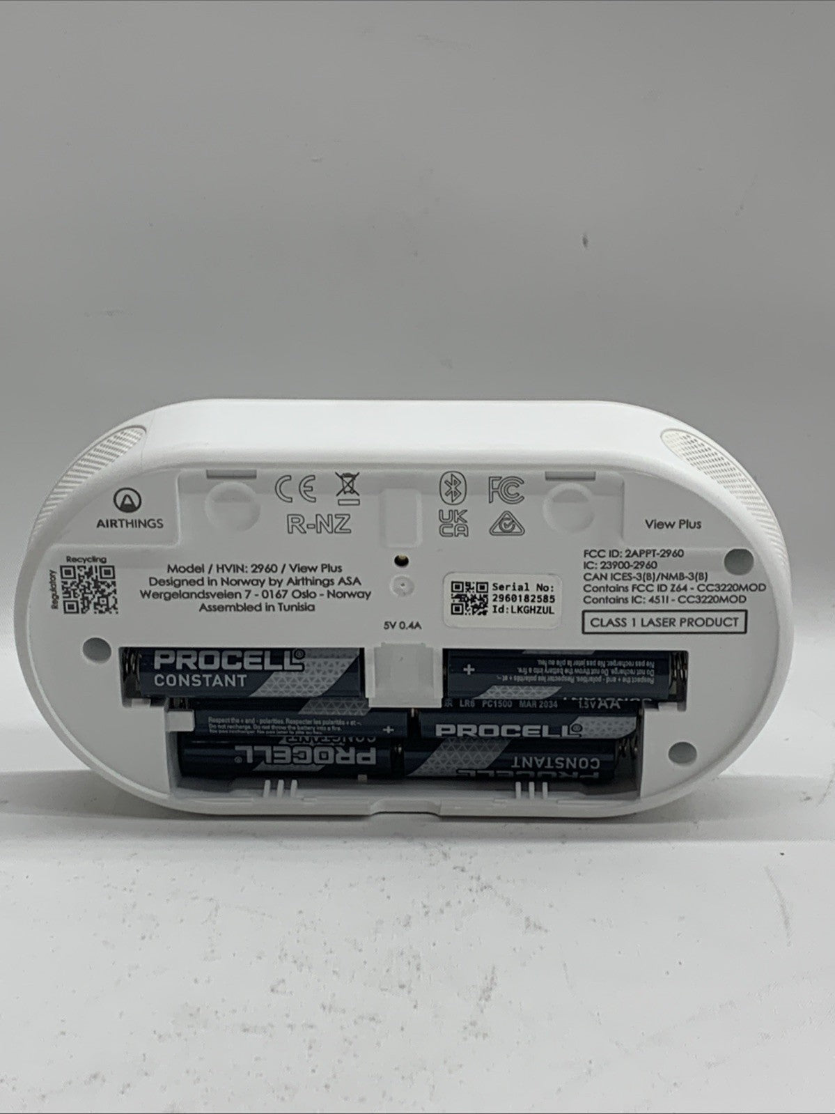 Airthings 2960 View Plus - Battery Powered Radon & Air Quality Monitor PM, CO2