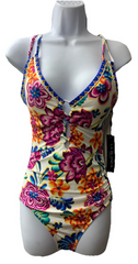 La Blanca LB5SA25 Women's Multicolor Underwire Lace Up One Piece Swimsuit Size 8