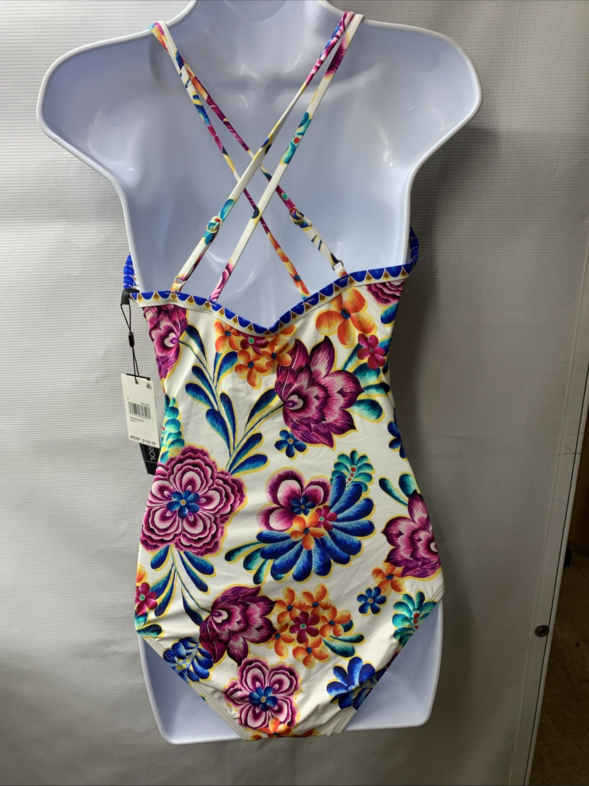 La Blanca LB5SA25 Women's Multicolor Underwire Lace Up One Piece Swimsuit Size 8