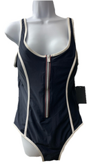 Tommy Hilfiger TZ3MS748 Women's Swimsuit Half Zip One Piece Swimwear Size XXL