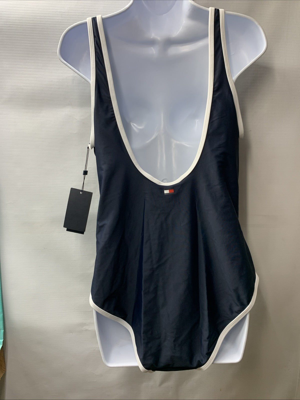 Tommy Hilfiger TZ3MS748 Women's Swimsuit Half Zip One Piece Swimwear Size XXL