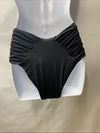 BECCA Womens Code Shirred French Cut Cheeky Bikini Bottom Black Underwear Medium