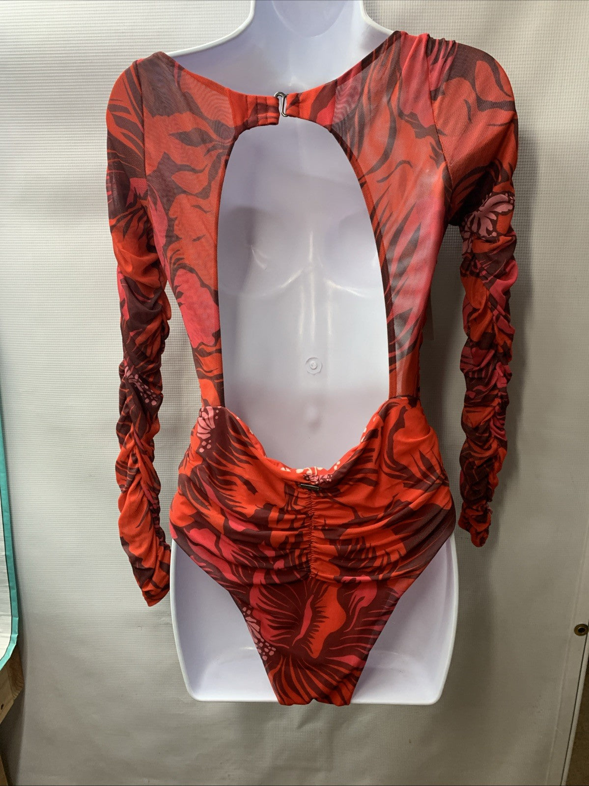 Maaji Women's Small Swimsuit One Piece Reversible Floral Long Sleeve Size Large