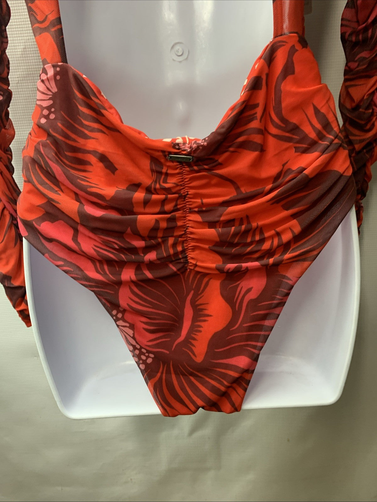 Maaji Women's Small Swimsuit One Piece Reversible Floral Long Sleeve Size Large