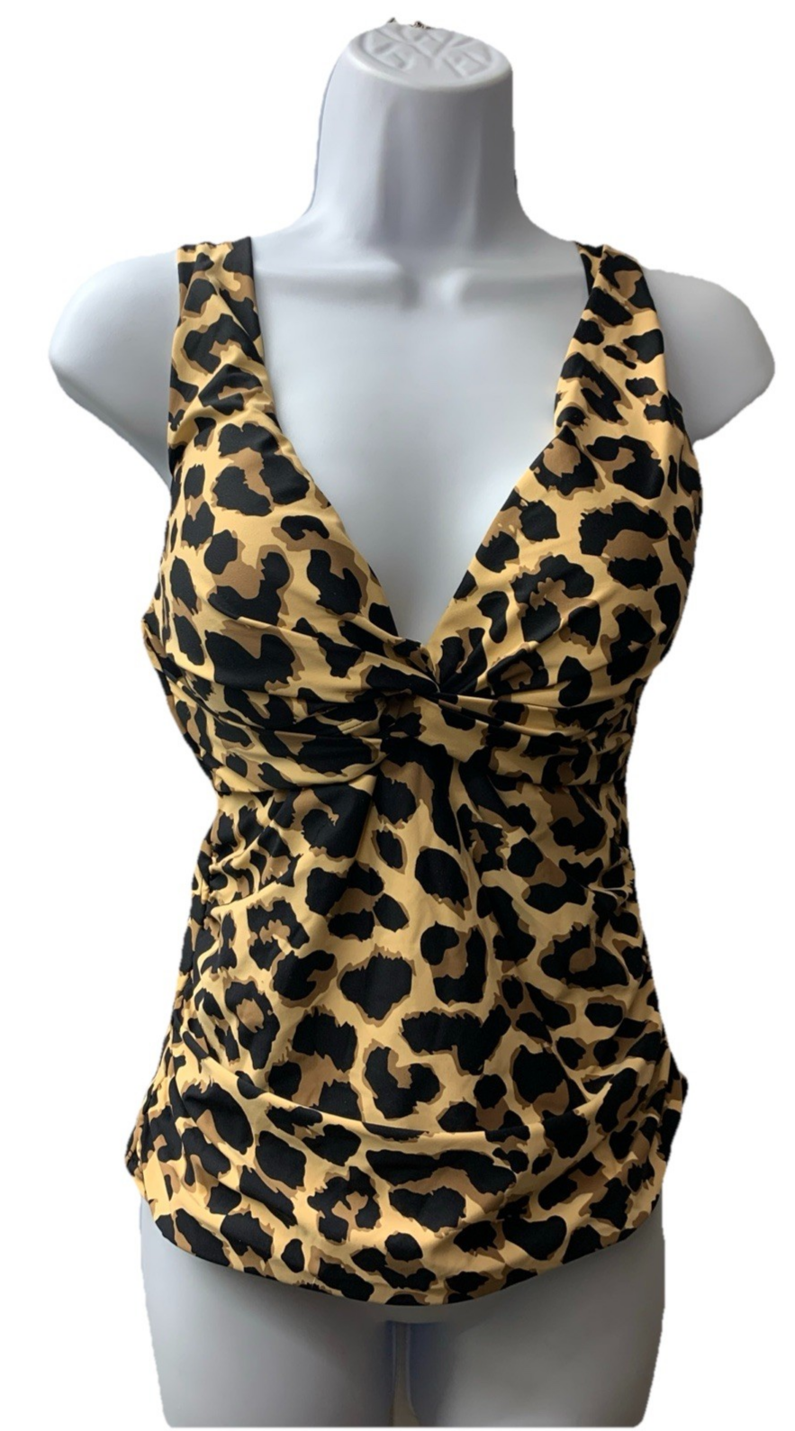 La Blanca LB4BG68 Women's Multicolor Tankini Swimsuit Top Leopard Size V-Neck 8