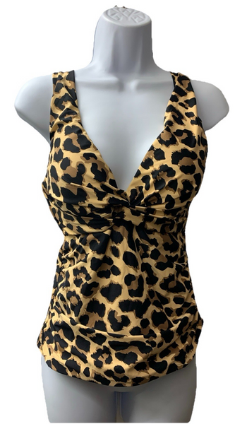 La Blanca LB4BG68 Women's Multicolor Tankini Swimsuit Top Leopard Size V-Neck 8