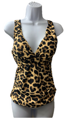 La Blanca LB4BG68 Women's Multicolor Tankini Swimsuit Top Leopard Size V-Neck 8