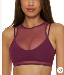 Becca 733257 Muse Mesh Overlay Multi Way Bralette Swimsuit Bikini Top D-Cup