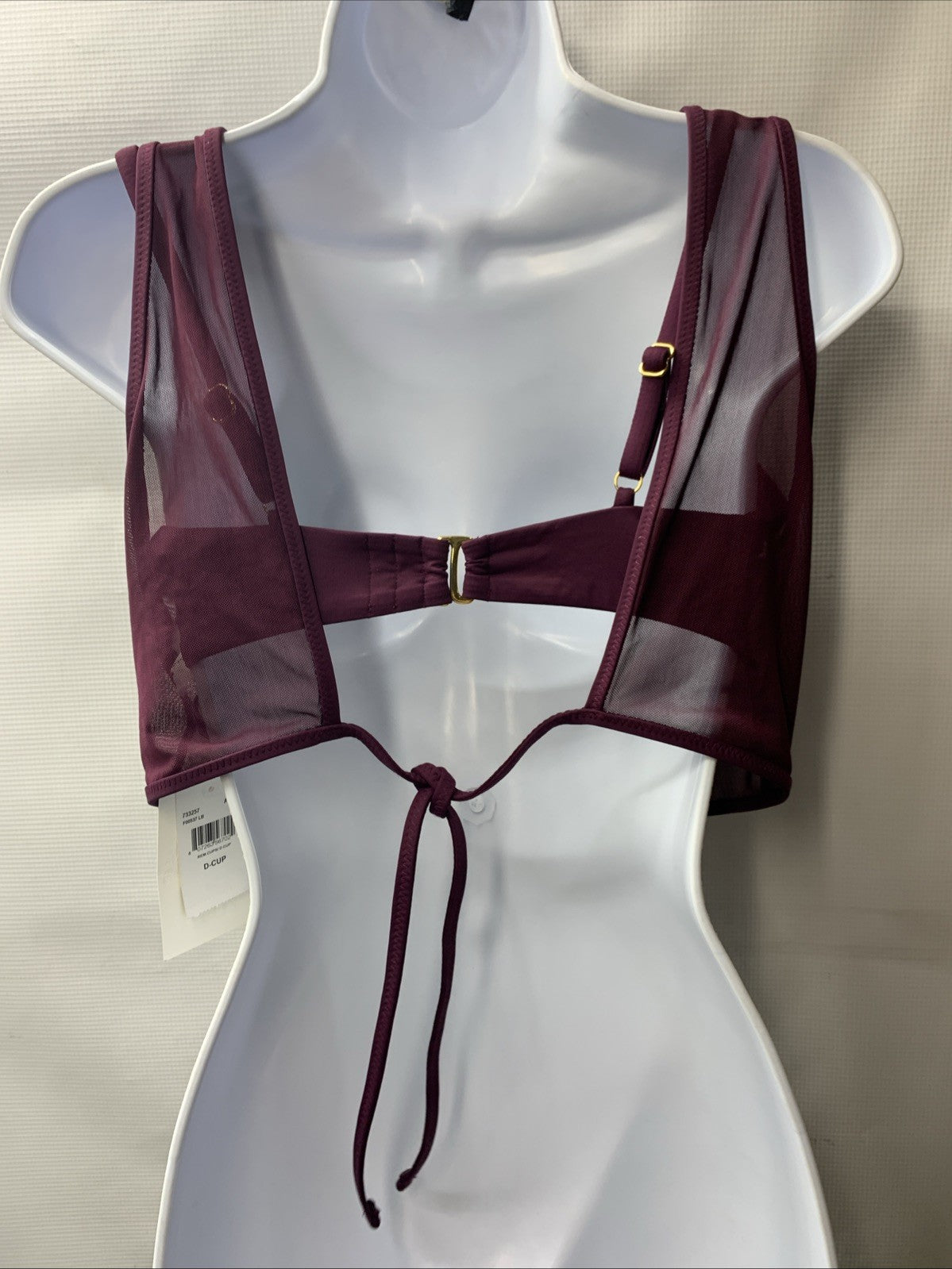 Becca 733257 Muse Mesh Overlay Multi Way Bralette Swimsuit Bikini Top D-Cup