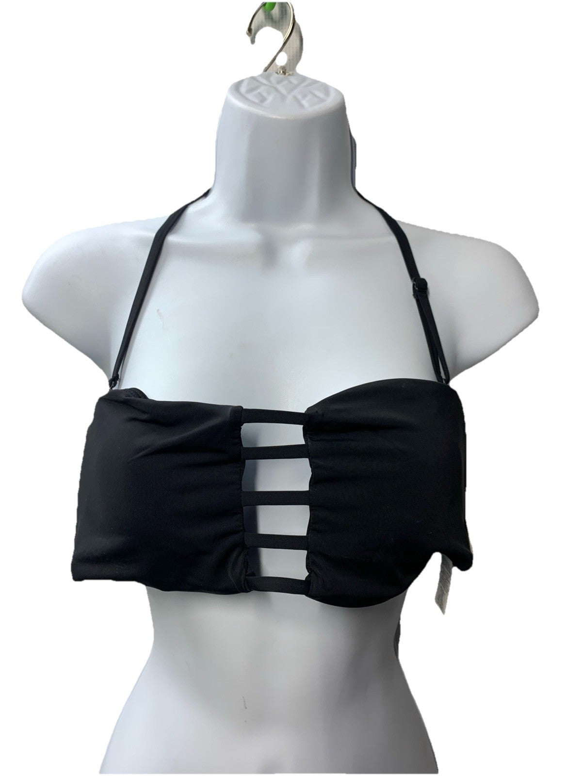 Roxy Women's Bandeau w/Lattice Bikini Top Removable Strap & Pads Swimwear Black