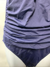 Anne Cole Swimsuit One Piece Twist Front Shirred Bandeau Navy Swimwear Size 10
