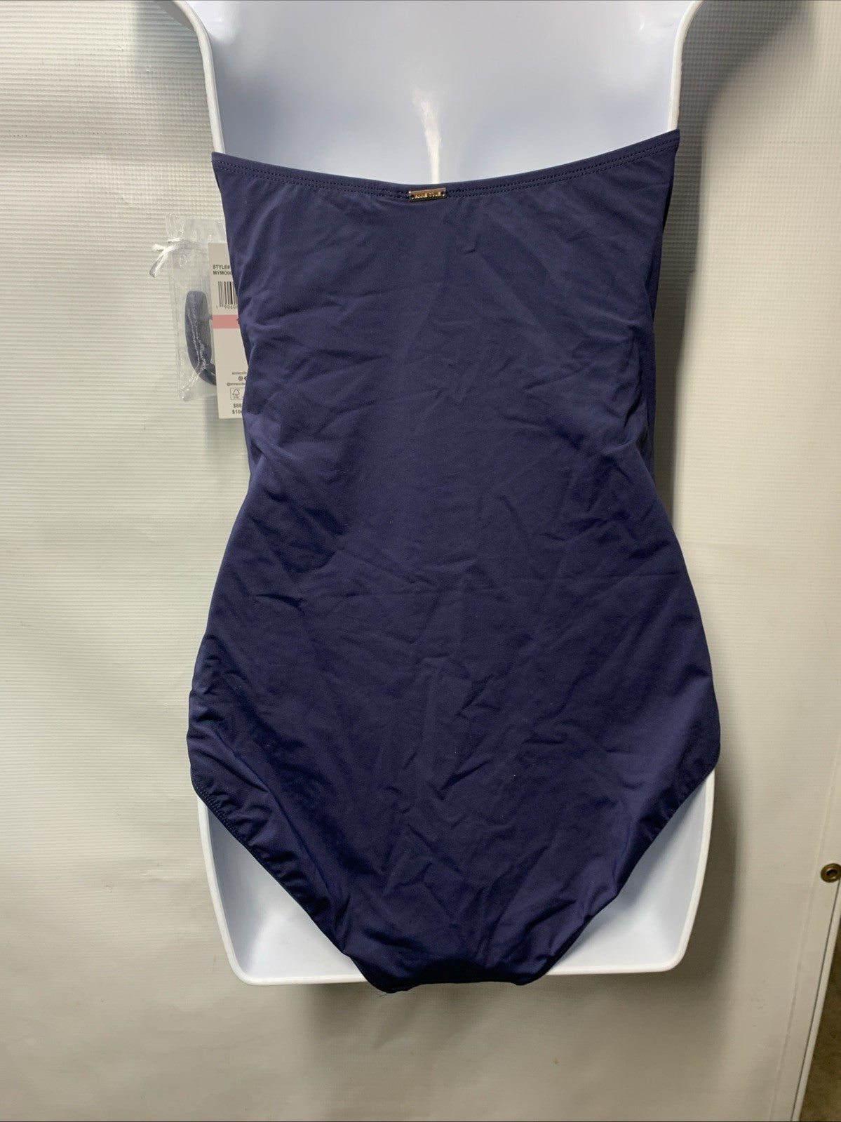 Anne Cole Swimsuit One Piece Twist Front Shirred Bandeau Navy Swimwear Size 10