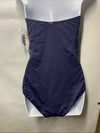 Anne Cole Swimsuit One Piece Twist Front Shirred Bandeau Navy Swimwear Size 10