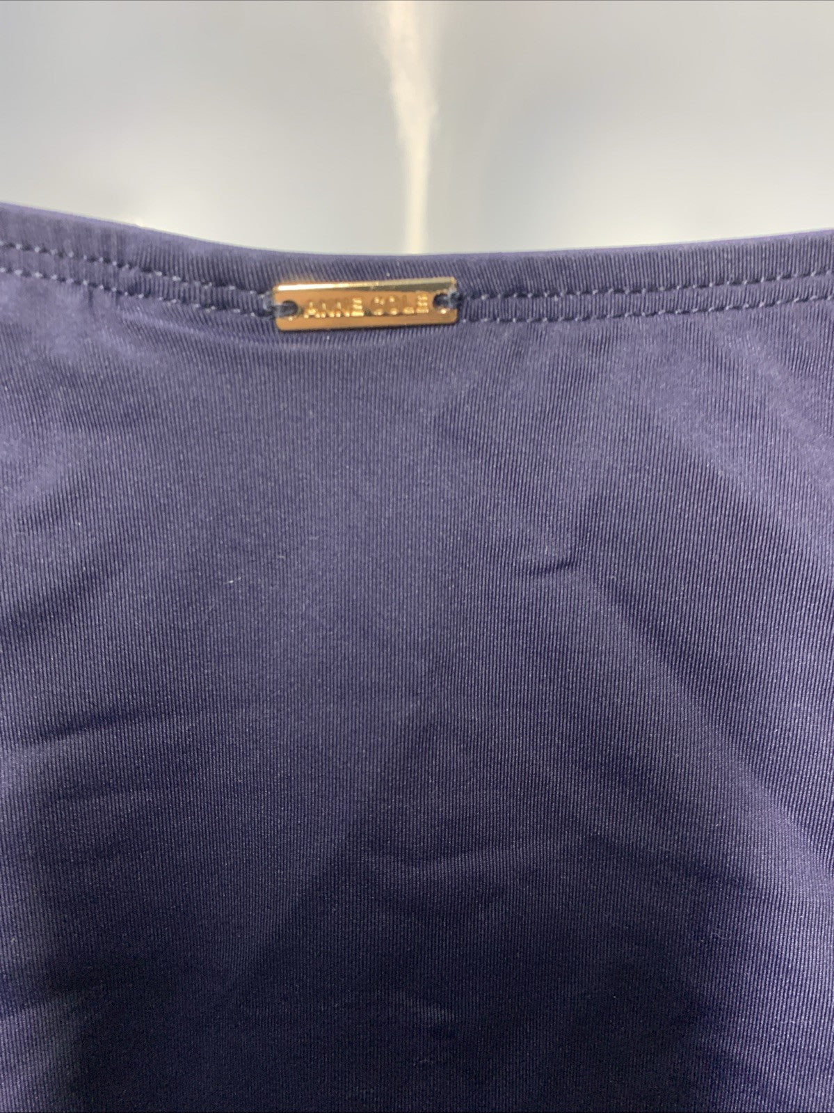 Anne Cole Swimsuit One Piece Twist Front Shirred Bandeau Navy Swimwear Size 10