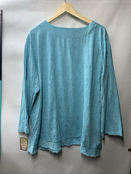 Jess & Jane Mineral Washed Tunic Top Shirt M94 Size 2X Long Sleeve M94-1933