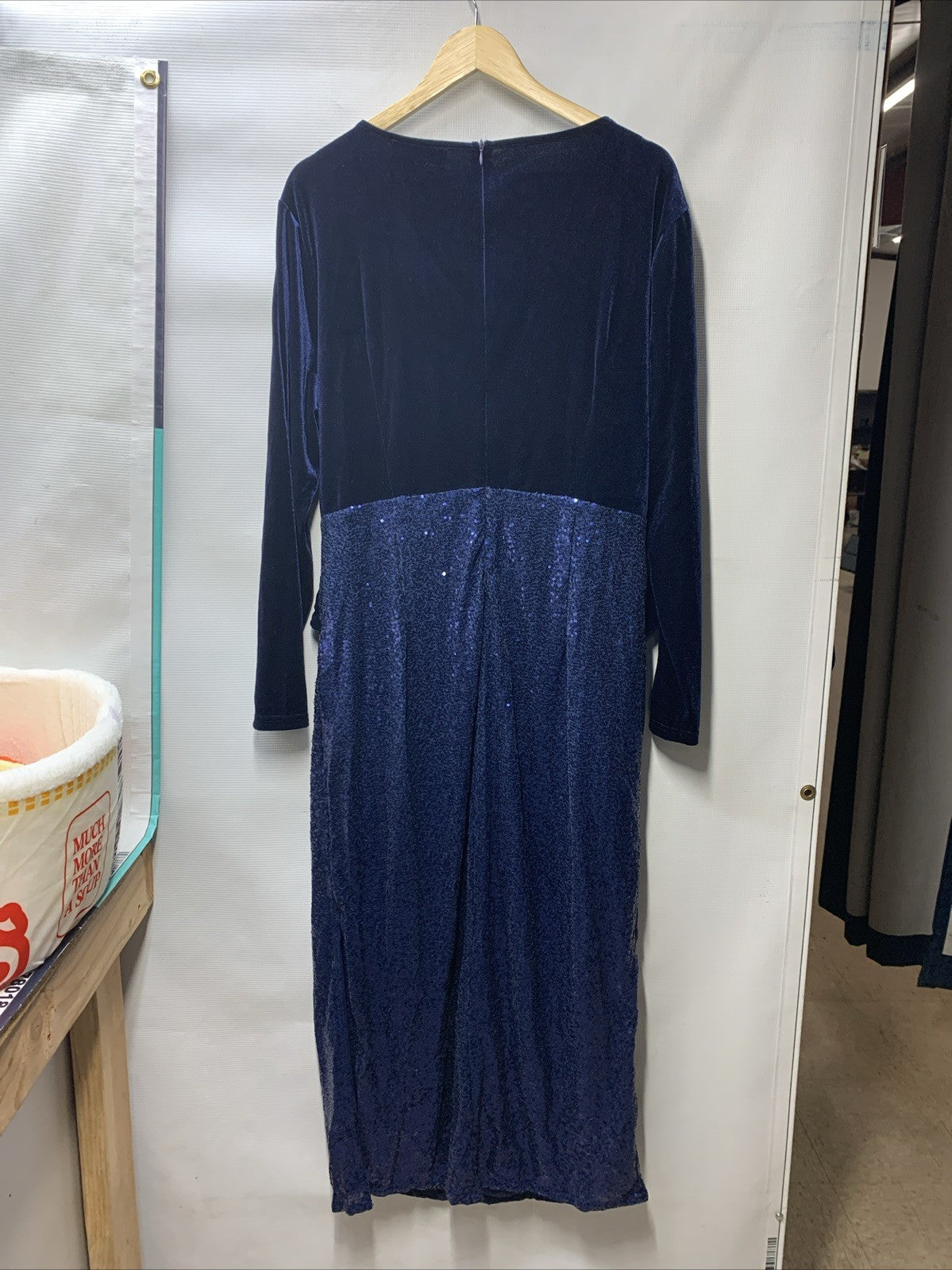 Hanna Nikole Women's Plus Size Velvet Side Slit Sequin Dress V Neck - Size 20W