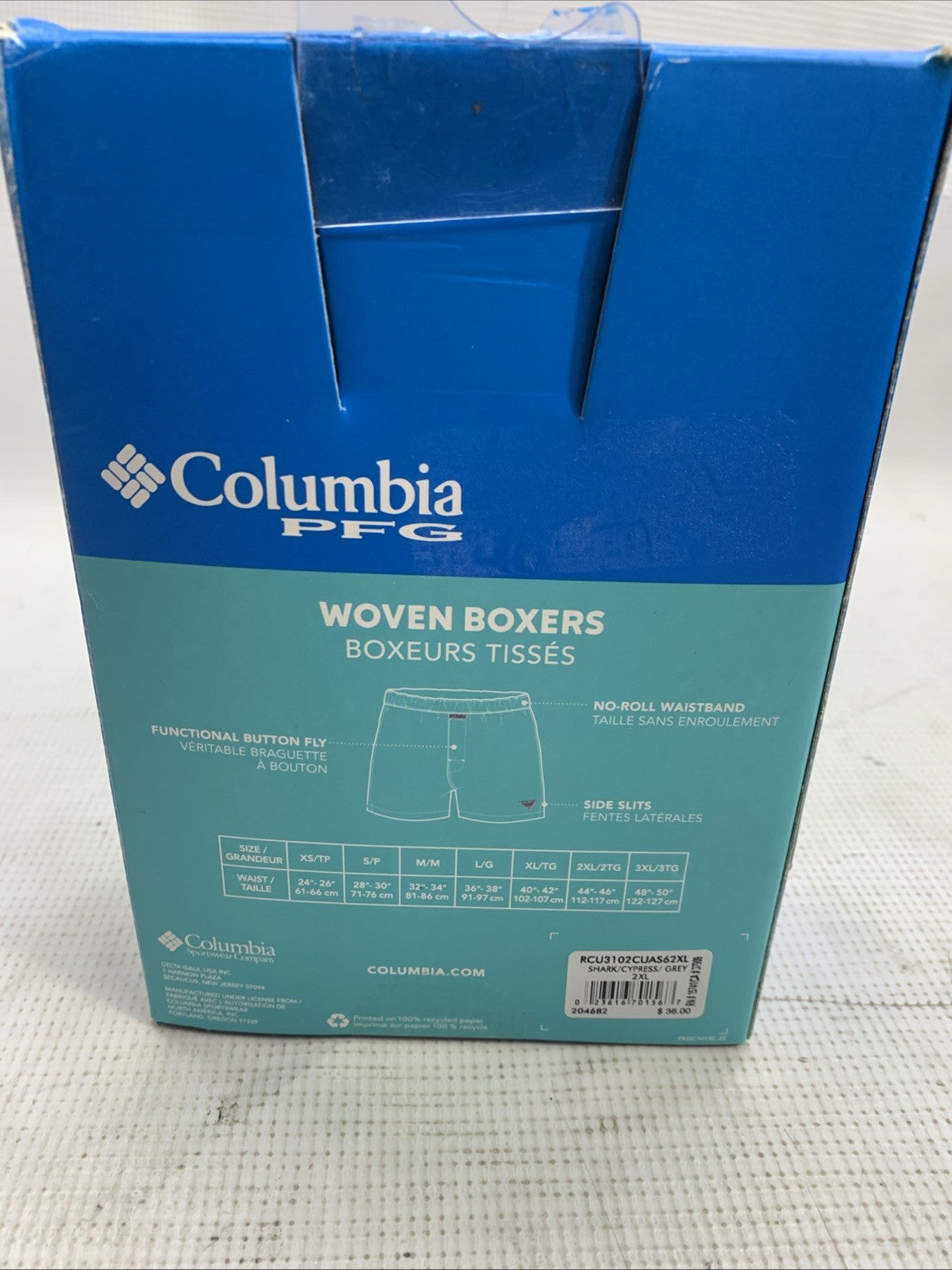 Columbia PFG Men's Woven Boxers Underwear w/Side-slit 2XL Multi-color - 3 Pack