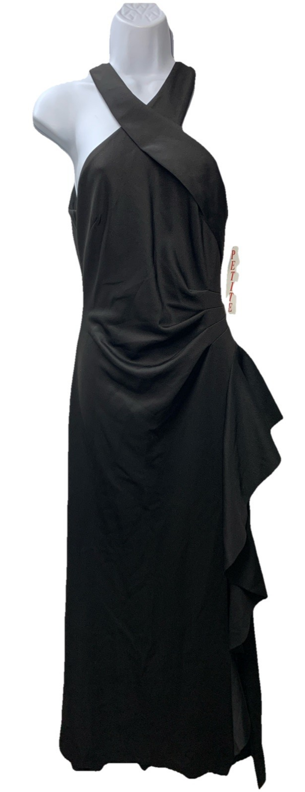 Xscape Women's Techno Scuba Criss Cross Halter Neck Ruffle Dress Sleeveless 6P