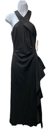 Xscape Women's Techno Scuba Criss Cross Halter Neck Ruffle Dress Sleeveless 6P