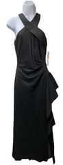 Xscape Women's Techno Scuba Criss Cross Halter Neck Ruffle Dress Sleeveless 6P
