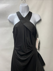 Xscape Women's Techno Scuba Criss Cross Halter Neck Ruffle Dress Sleeveless 6P