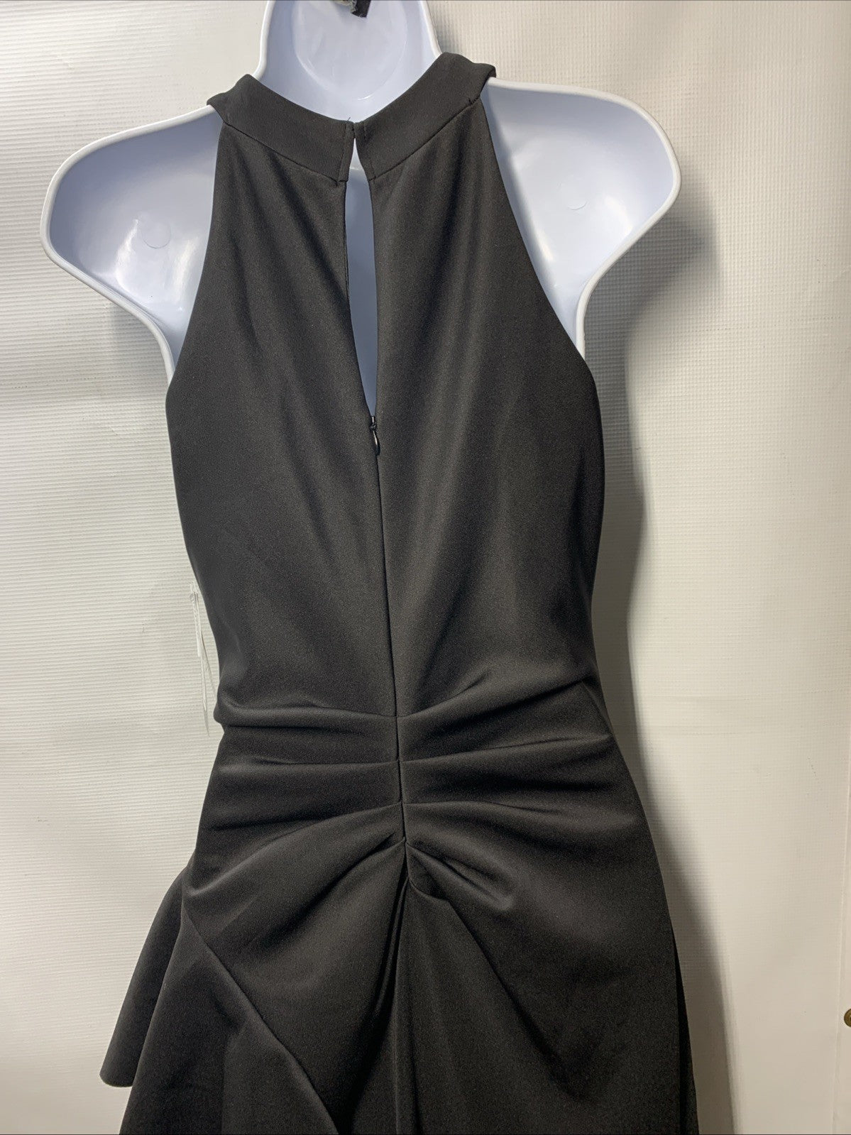 Xscape Women's Techno Scuba Criss Cross Halter Neck Ruffle Dress Sleeveless 6P