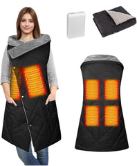 Girasol Cordless Wearable Heated Blanket, Heated Blanket Battery Included Black