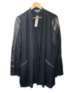 Michael Stars Women’s Faux Leather Patchwork Open Front Cardigan LG Long Sleeve
