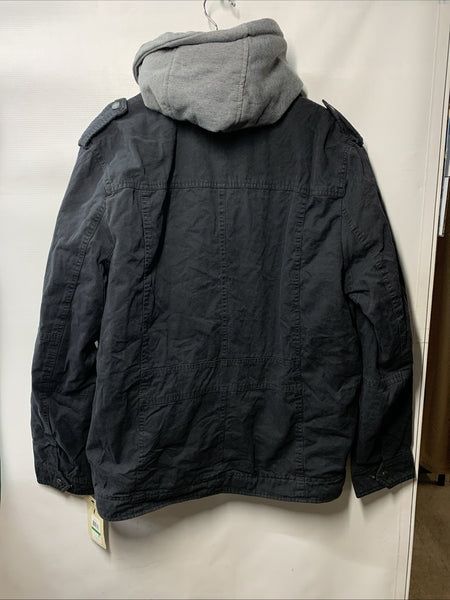 Levi's Men's Washed Cotton Hooded Military Jacket Hooded Long Sleeve Size Large