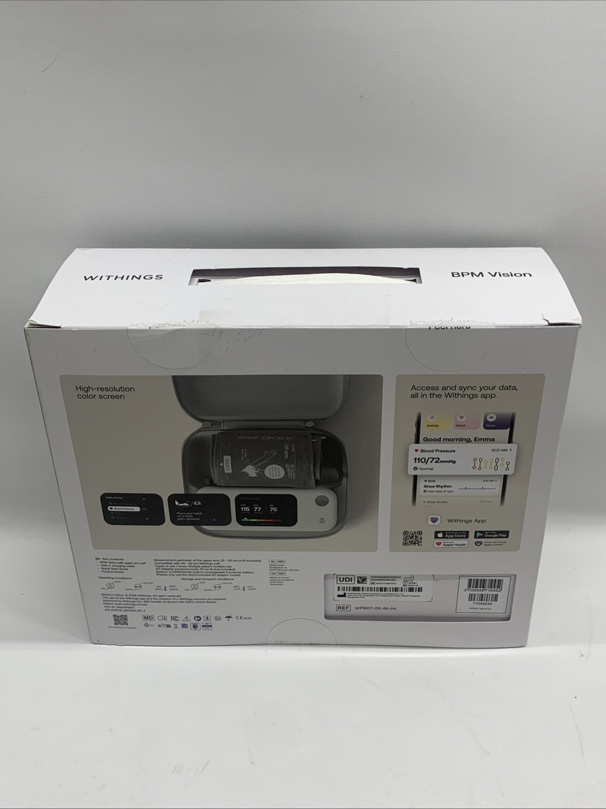 Withings BPM Vision Smart Arm Blood Pressure Monitor Easy-to-use Battery Powered