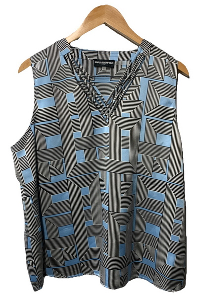 Karl Lagerfeld Women's Sleeveless Strappy V-Neck Woven Blouse Pull On Size XL