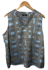 Karl Lagerfeld Women's Sleeveless Strappy V-Neck Woven Blouse Pull On Size XL