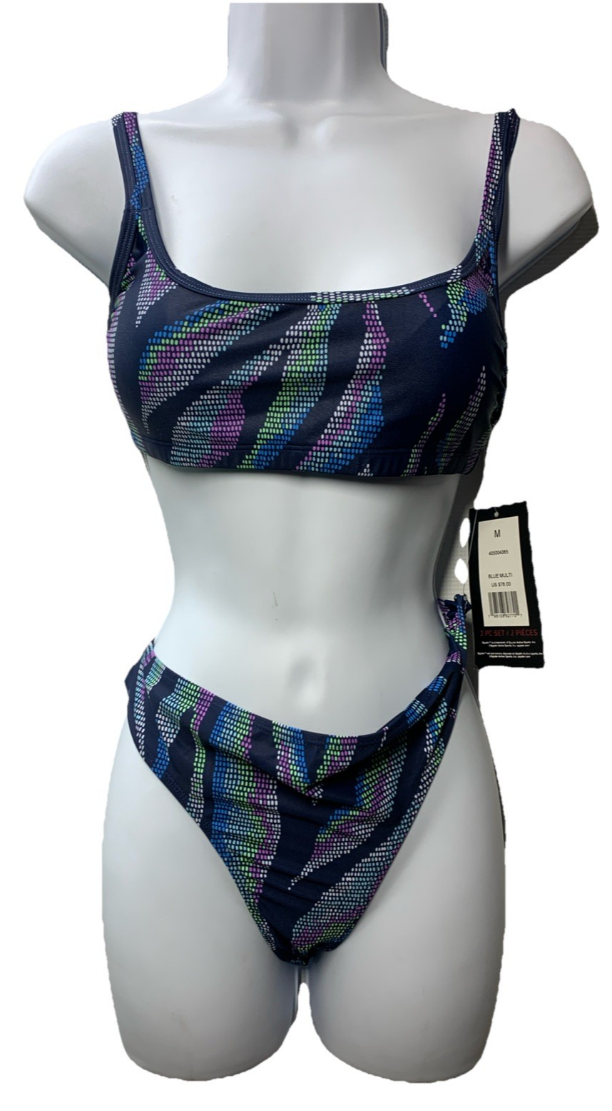 Spyder Women's Two Piece Swimsuit Midnight Blue Hipster Bottom Size Medium