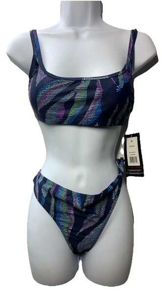 Spyder Women's Two Piece Swimsuit Midnight Blue Hipster Bottom Size Medium