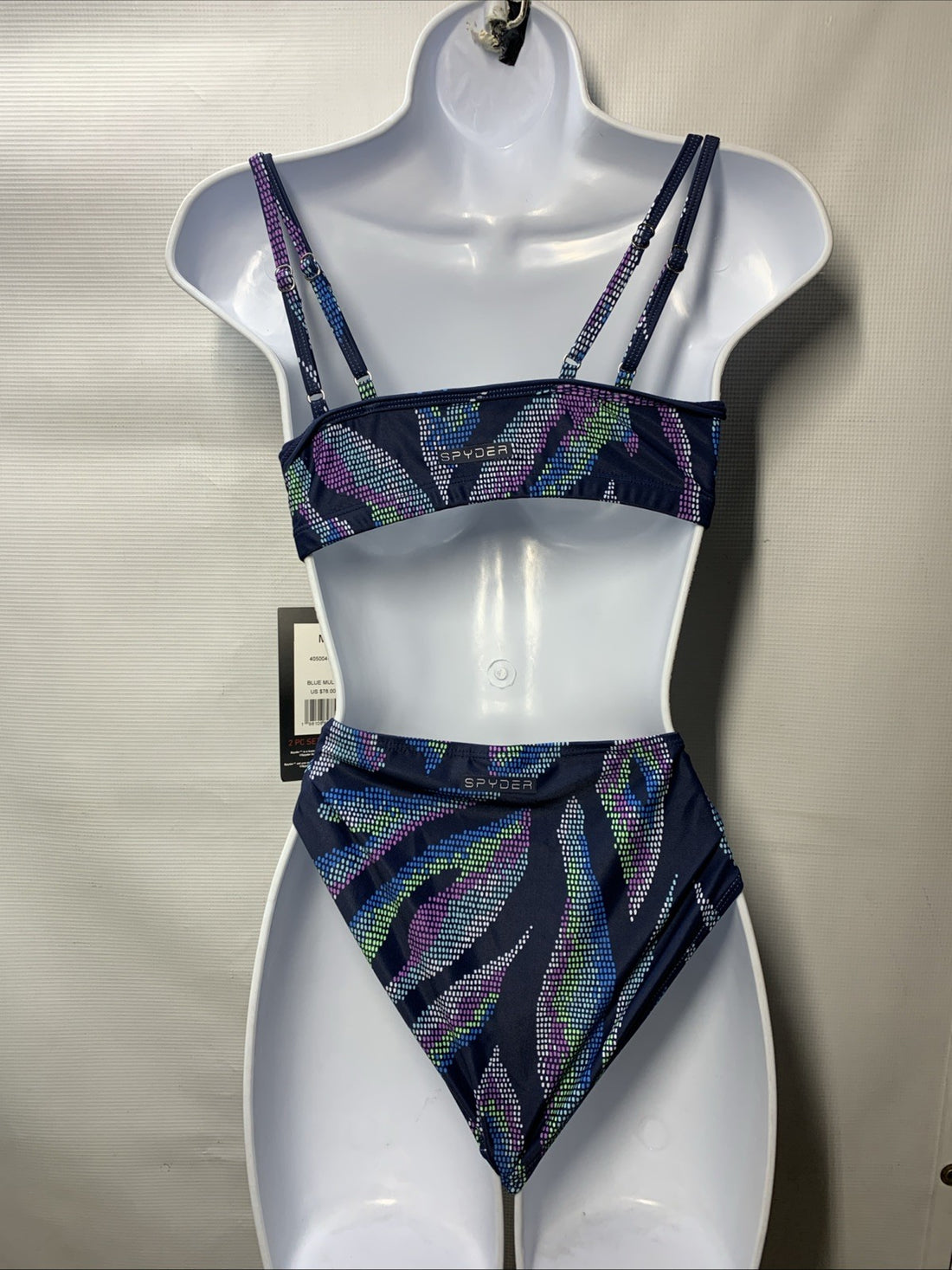 Spyder Women's Two Piece Swimsuit Midnight Blue Hipster Bottom Size Medium
