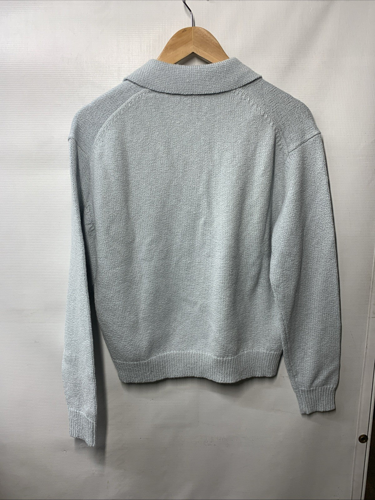 Theory Boucle Boy Merino Wool Blend Knit Polo Sweater Long Sleeve Collar Size S