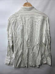 Vince Silk Blend Stripe Sculpted Long Sleeve Shirt Long Sleeve Collared Size S