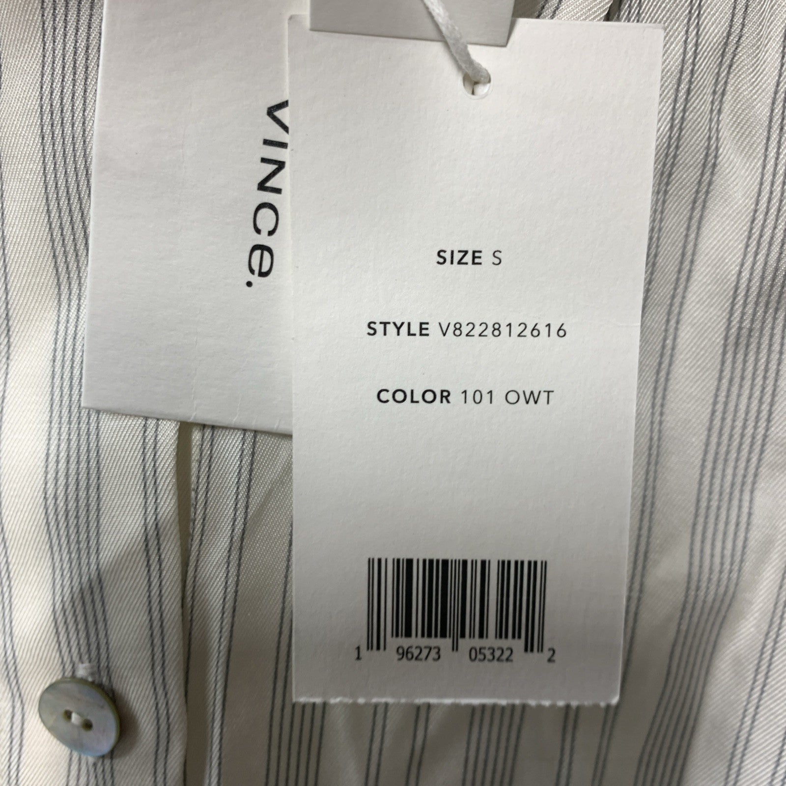 Vince Silk Blend Stripe Sculpted Long Sleeve Shirt Long Sleeve Collared Size S