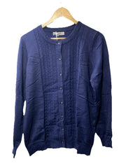 GRACE KARIN Women's Long Sleeve Button Up Cable Knit Cardigan Size L Navy Blue