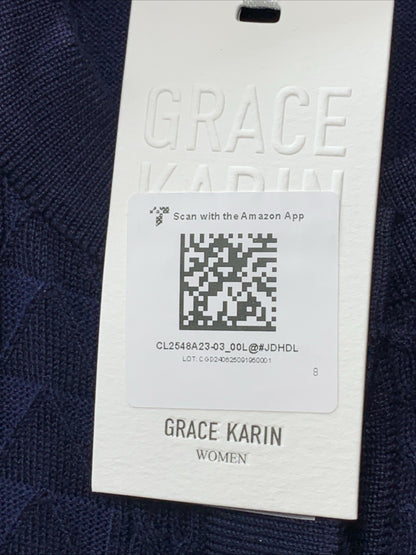 GRACE KARIN Women's Long Sleeve Button Up Cable Knit Cardigan Size L Navy Blue