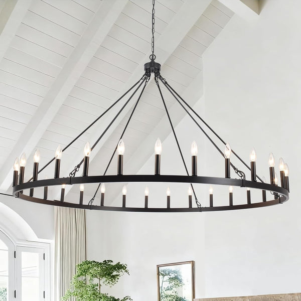Black Extra Large Wagon Wheel Candle Round 60